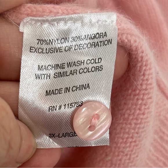 Cotton Concept Pink angora blend cardigan Flo’s Cafe button up size 3X - Picture 3 of 6